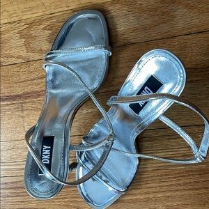 DKNY Silver Sandals‎ with Crisscross Straps